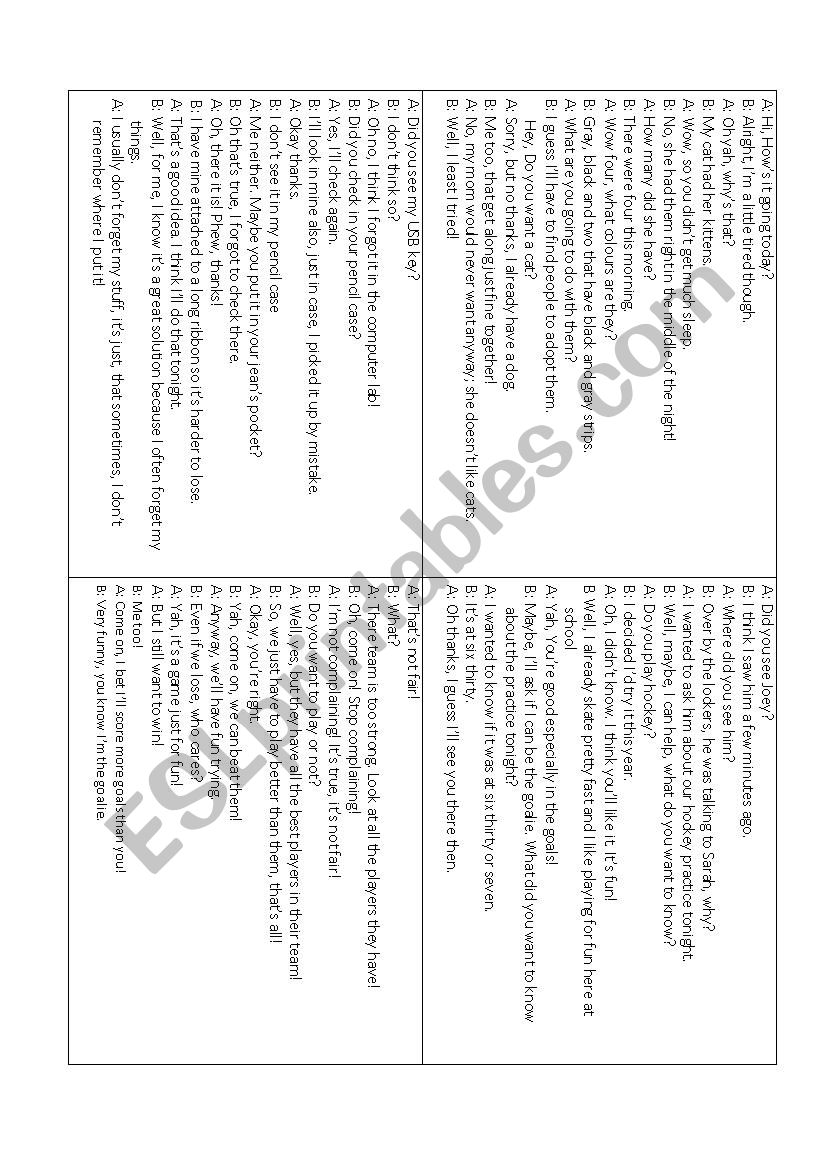 Dialogue Cards (another 15 or so) + templates to create your own