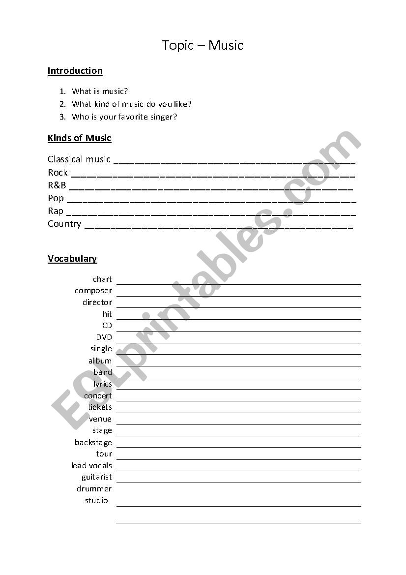 Music worksheet