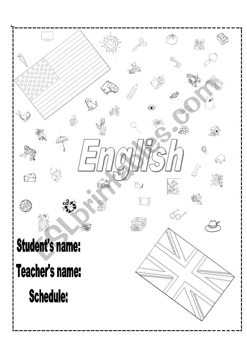 English notebook cover worksheet