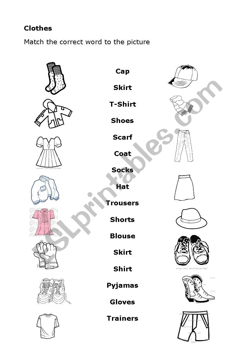 Clothing worksheet