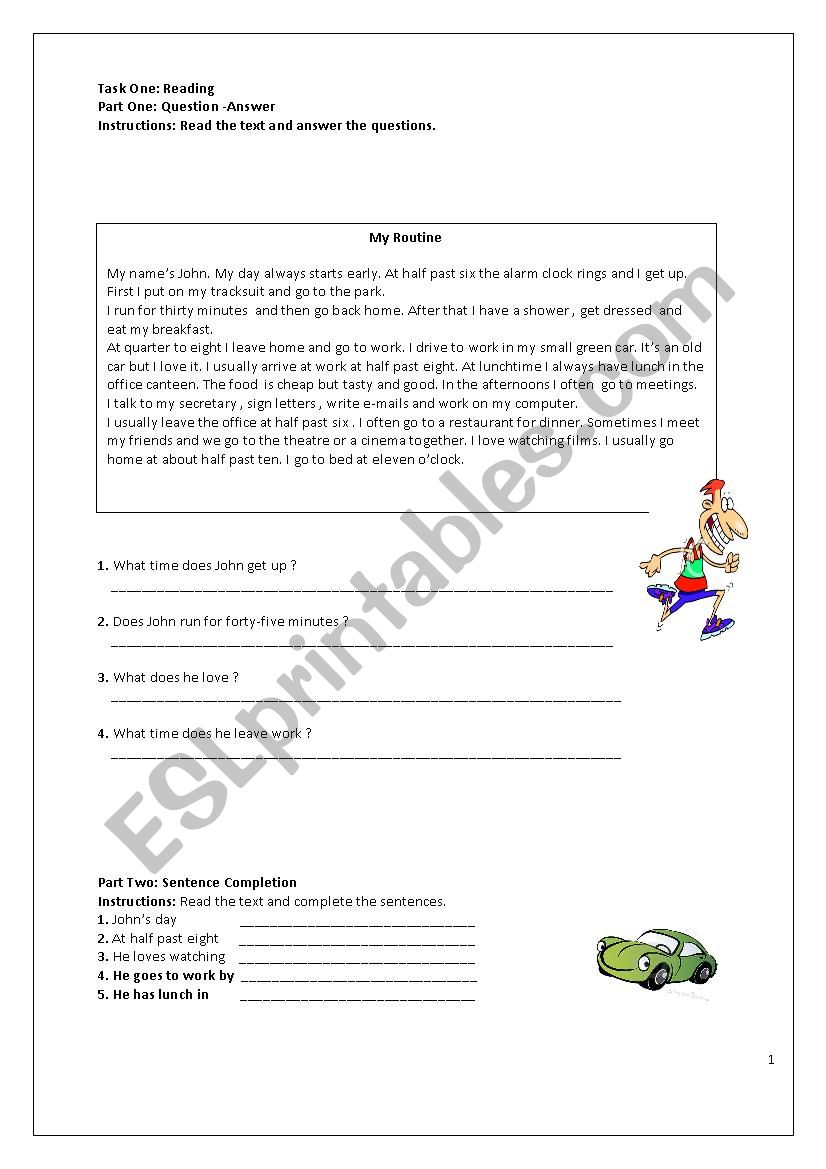 reading comprehension worksheet