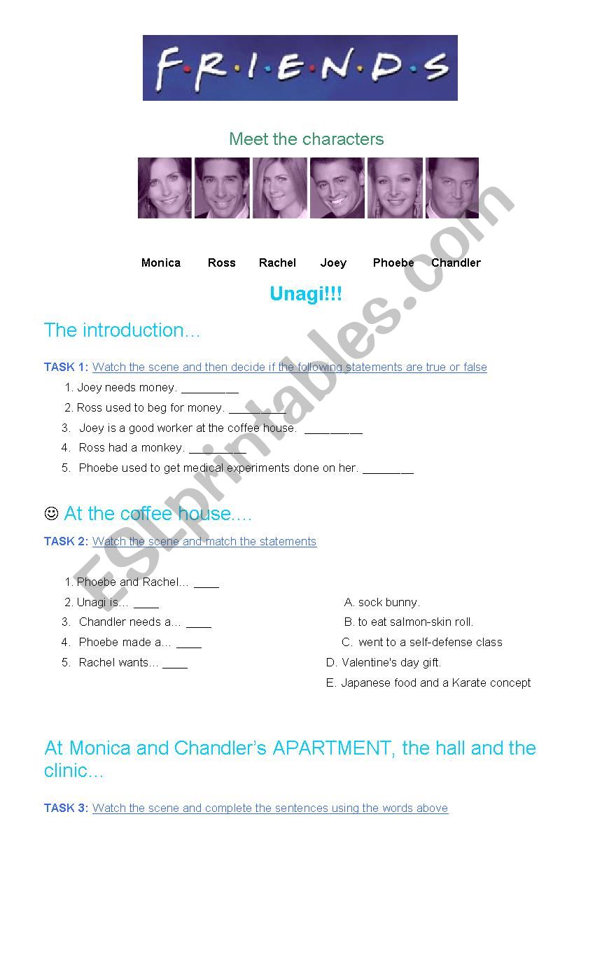 Friends UNAGI episode worksheet