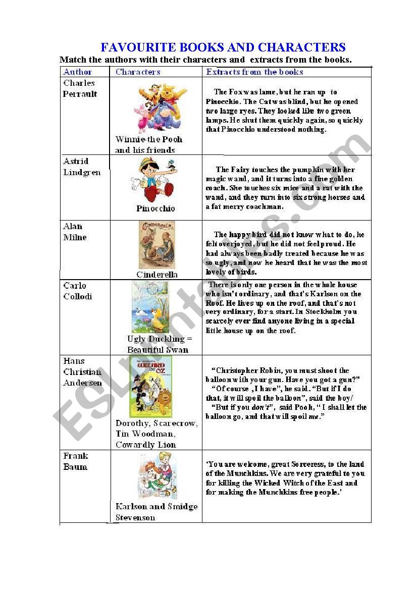 KIDS FAVOURITE BOOKS 2 worksheet