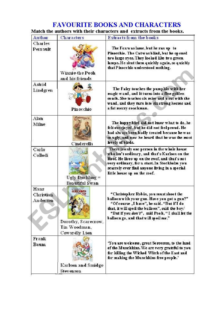 KIDSÂ´ FAVOURITE BOOKS 2 worksheet
