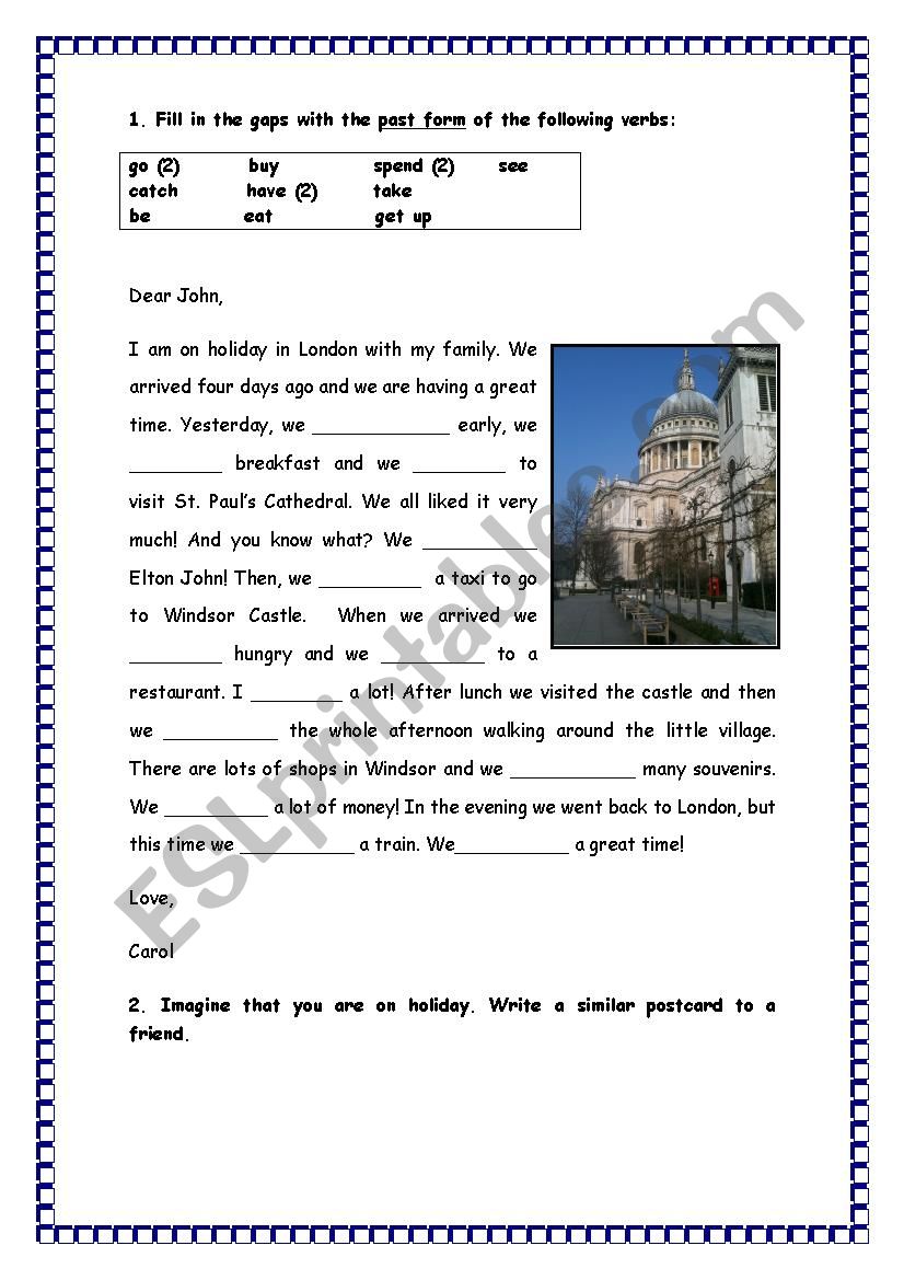 POSTCARD worksheet