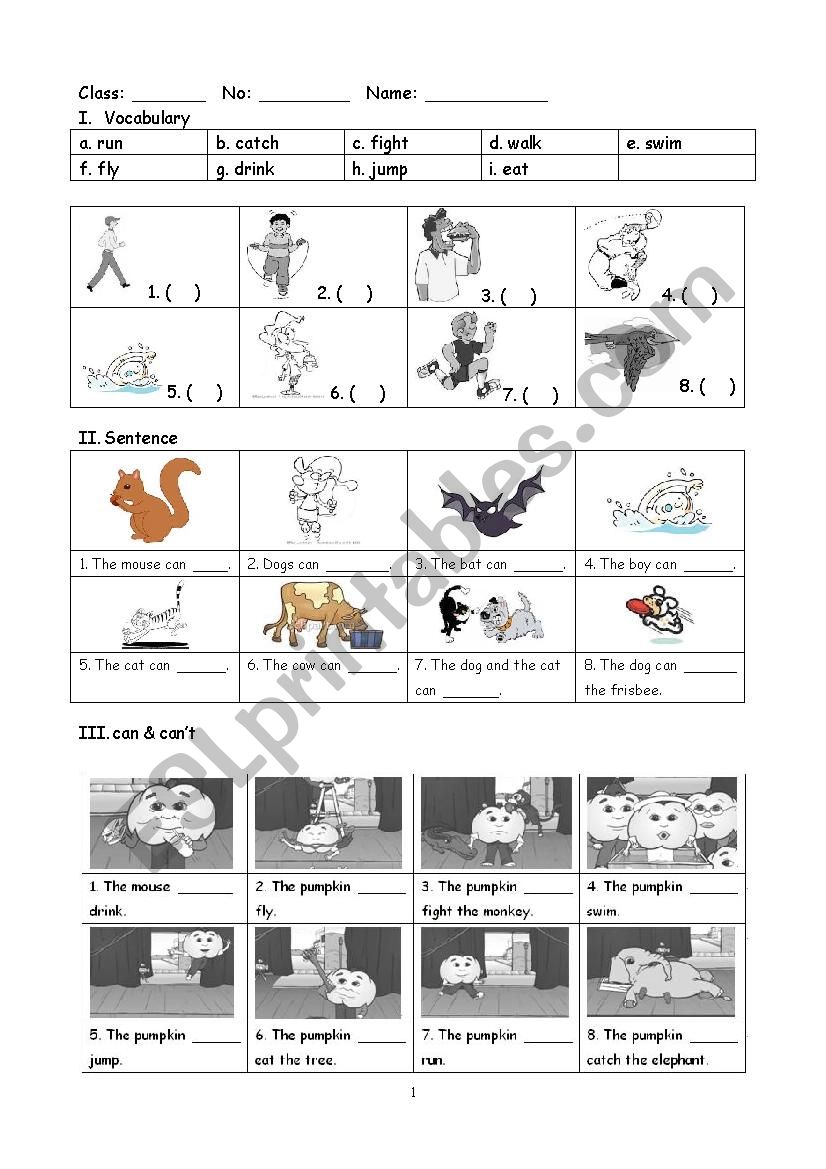 Can & Cant worksheet
