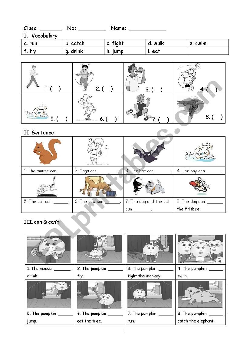 Can & Cant worksheet
