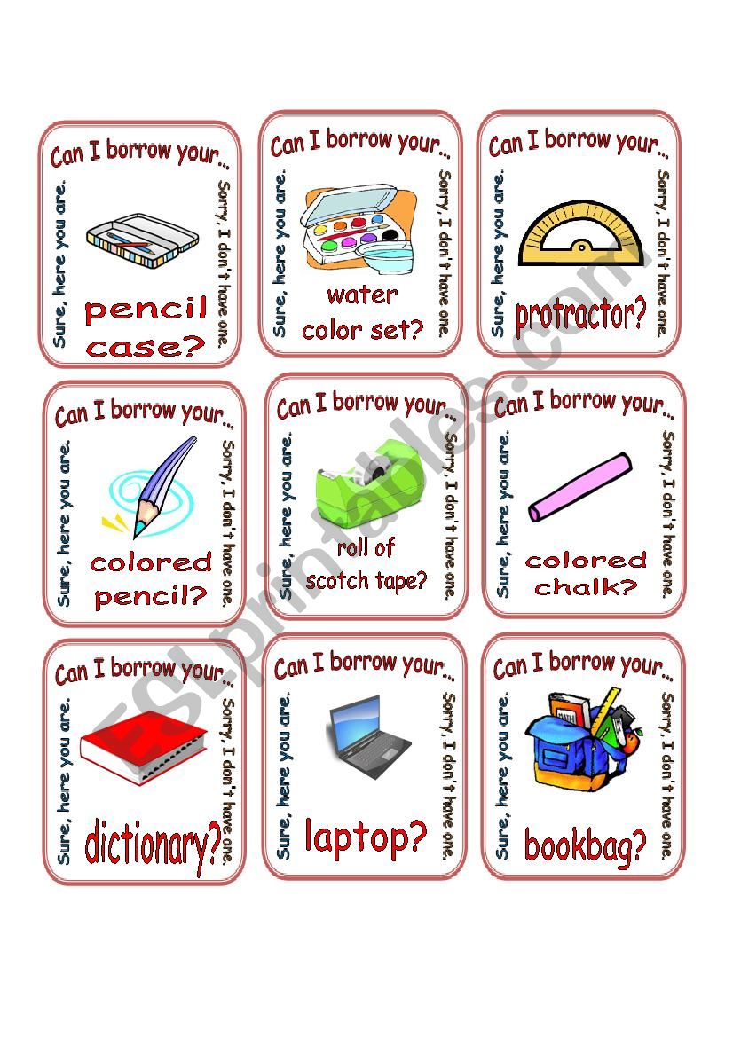 Classroom Objects / Can I Borrow ? / Go Fish 2/2