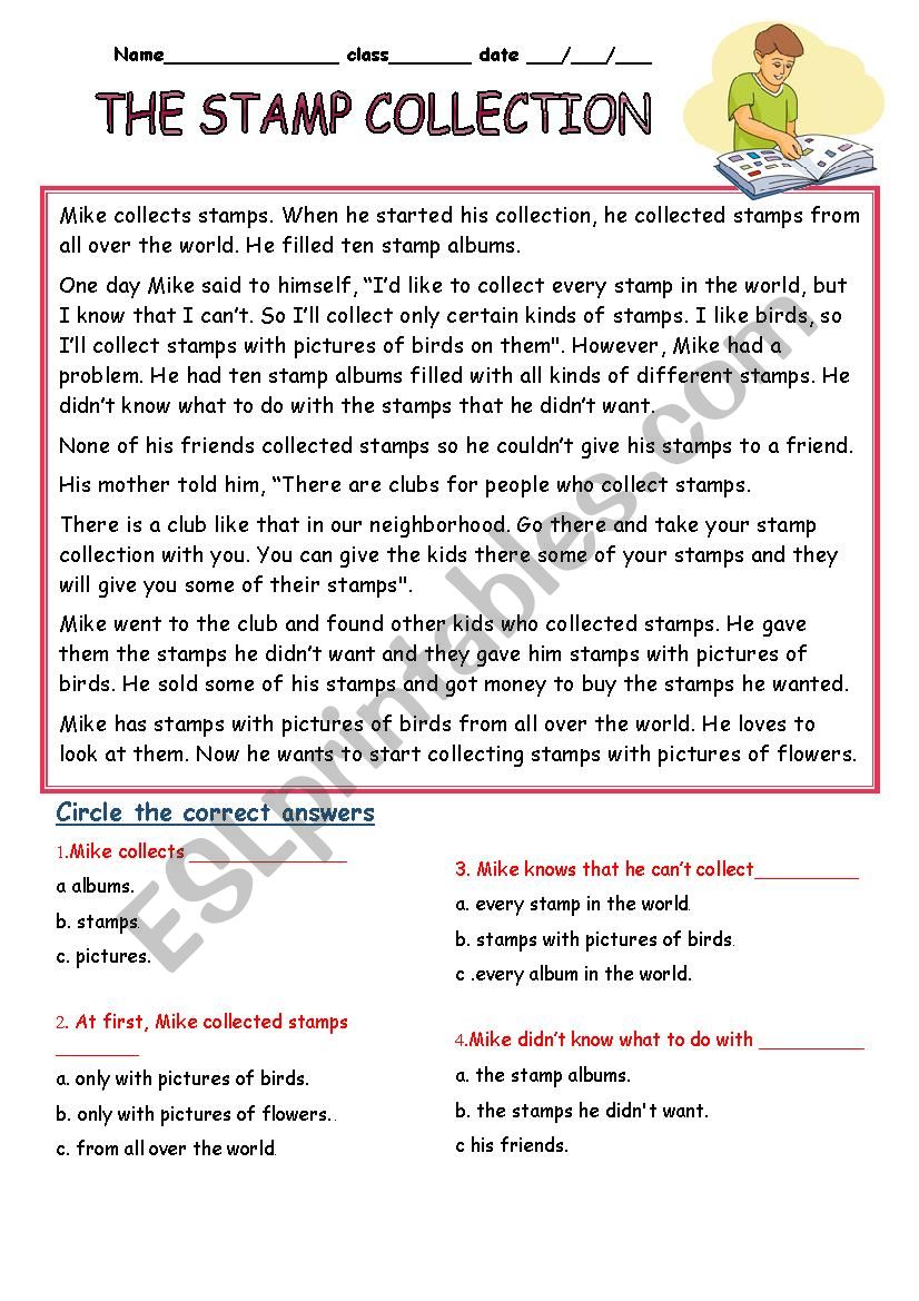 The stamp collection worksheet