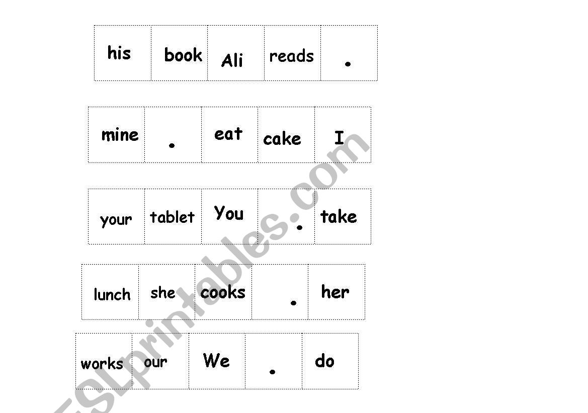 Possive pronoun worksheet