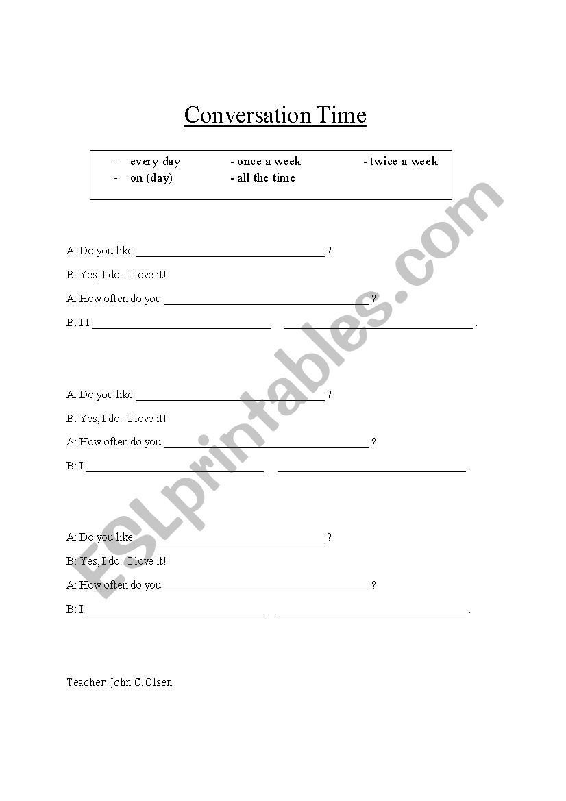 how often worksheet