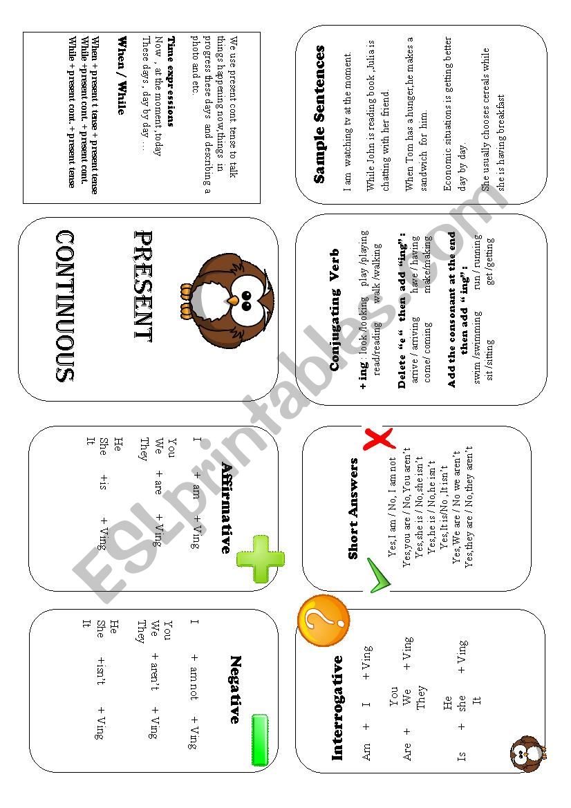 present continuous minibook worksheet