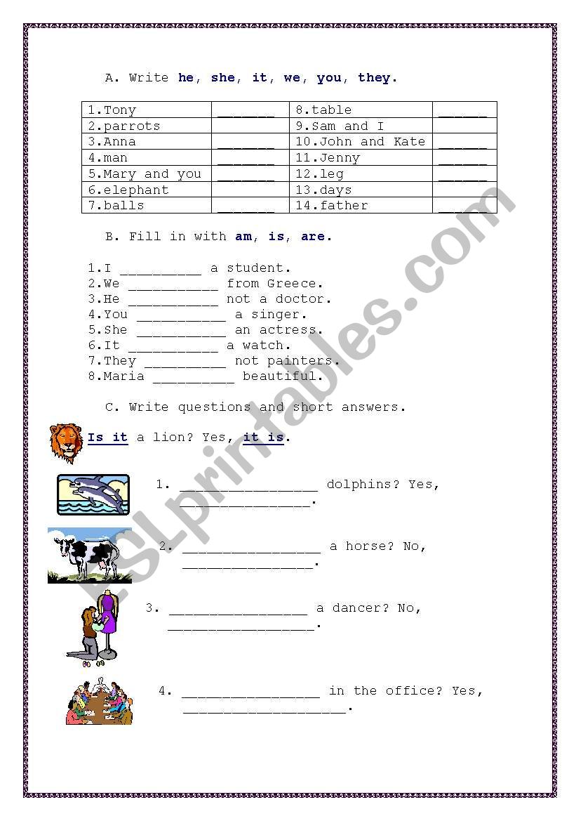elementary grammar test worksheet