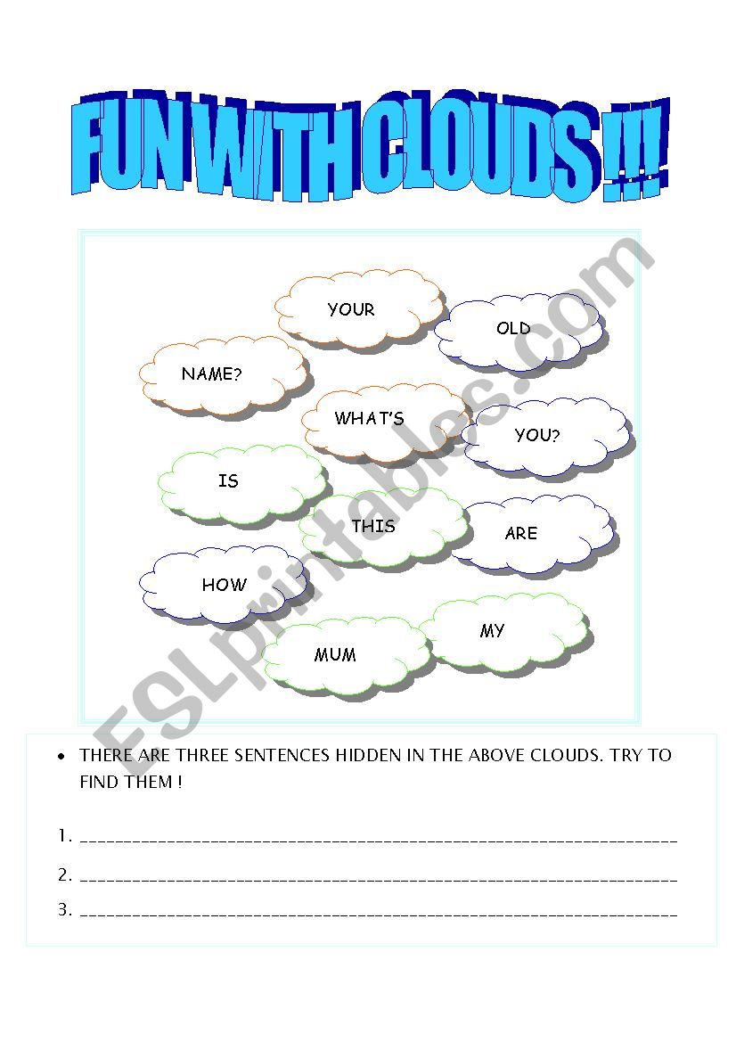 fun with clouds worksheet