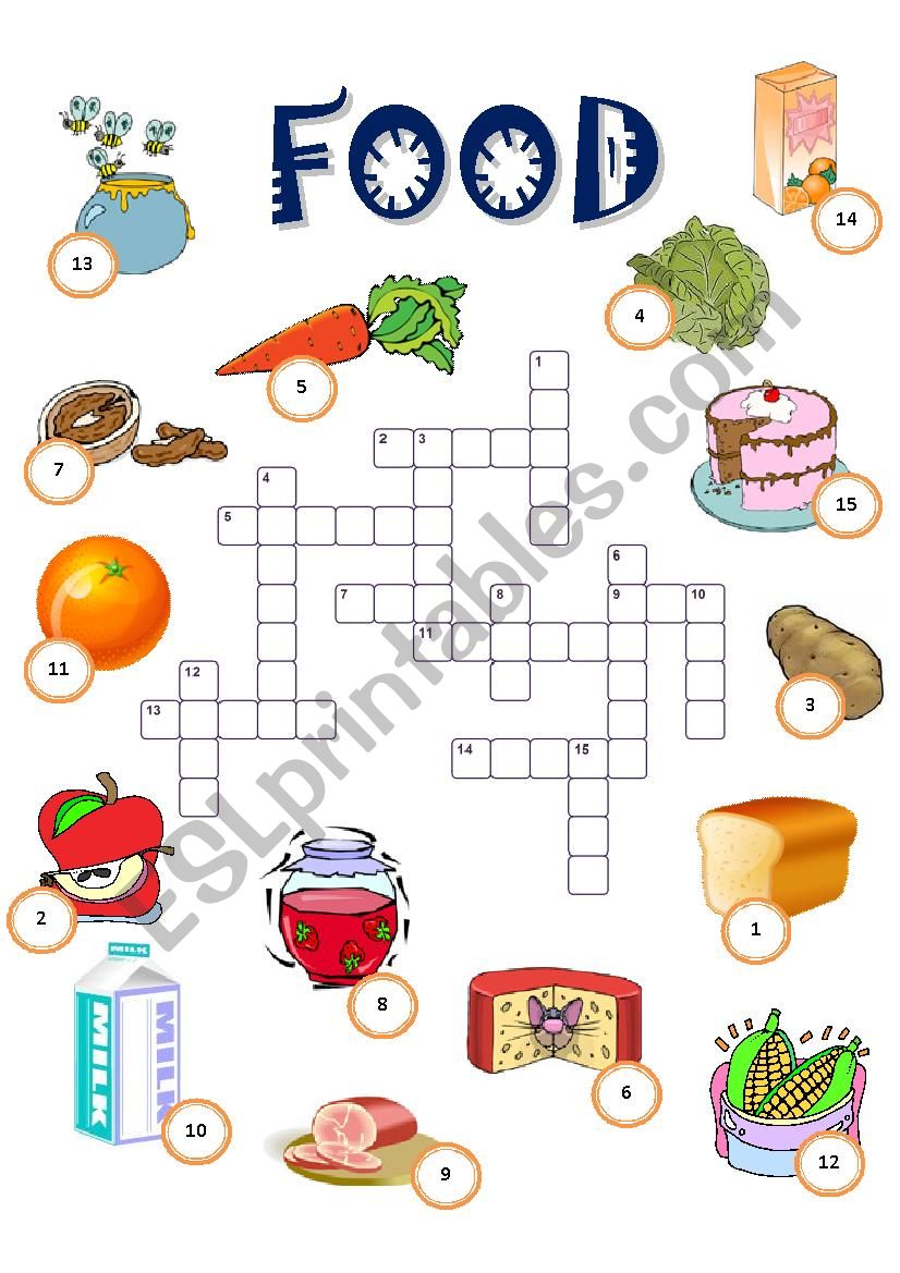 Food crossword worksheet