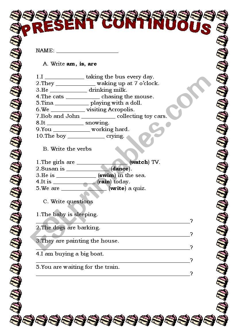 PRESENT CONTINUOUS worksheet