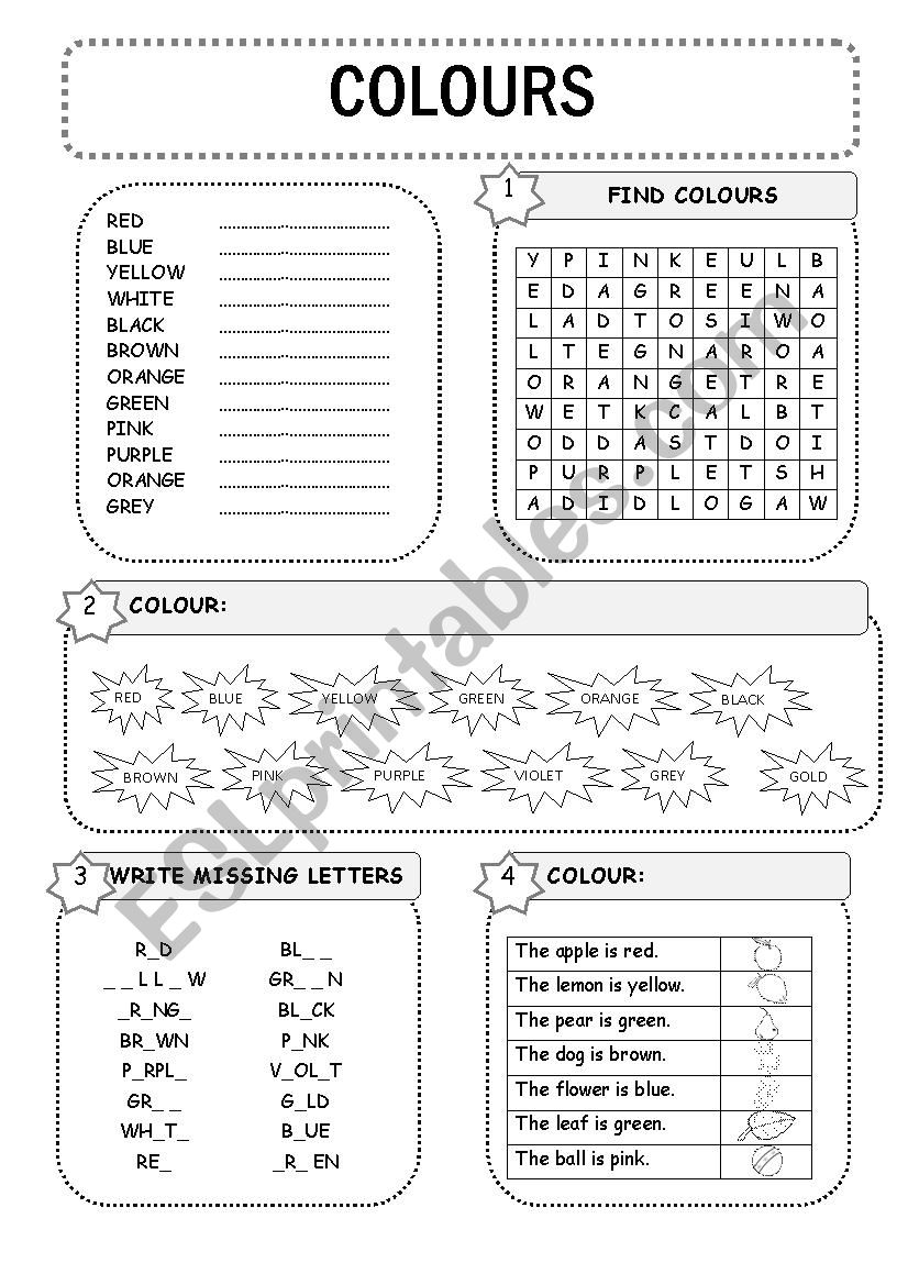 COLOURS worksheet