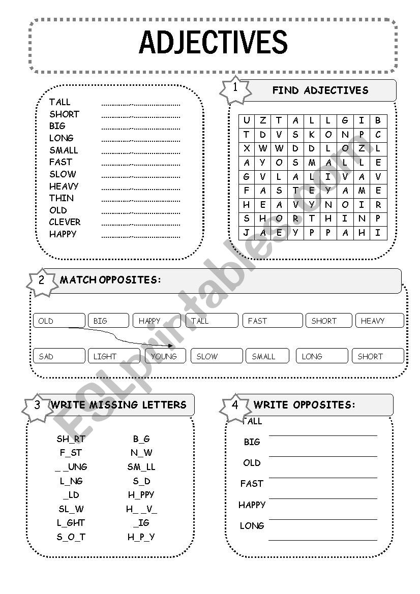 BASIC ADJECTIVES worksheet