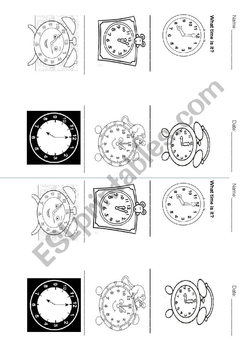 telling the time worksheet