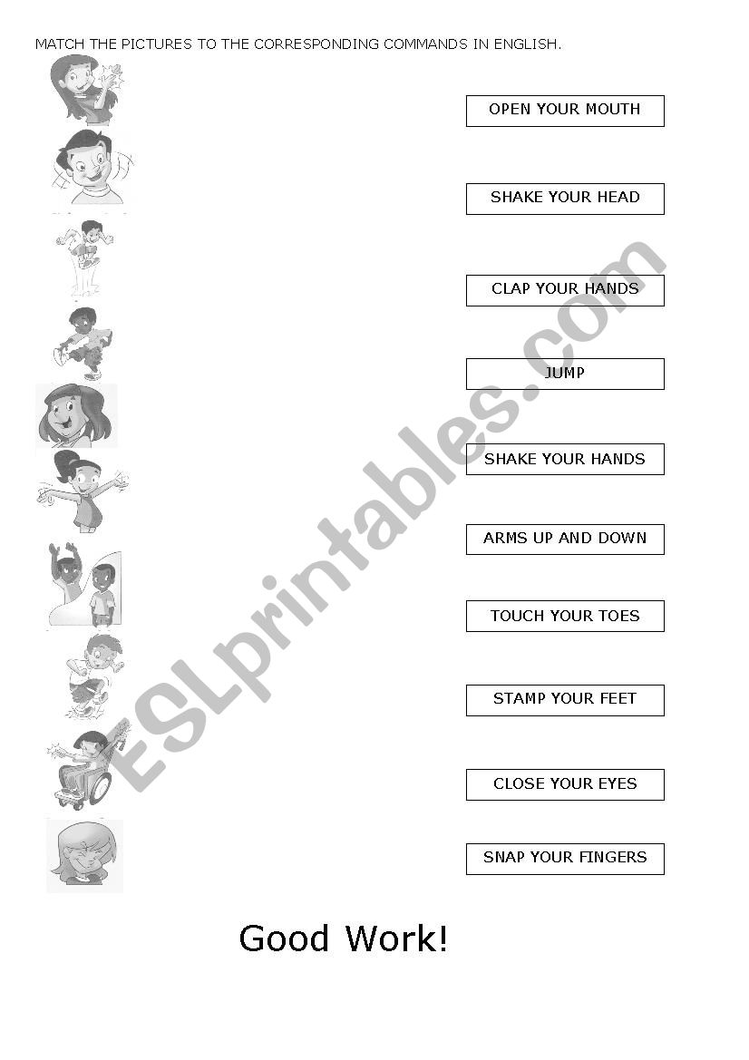 Action verbs for kids worksheet