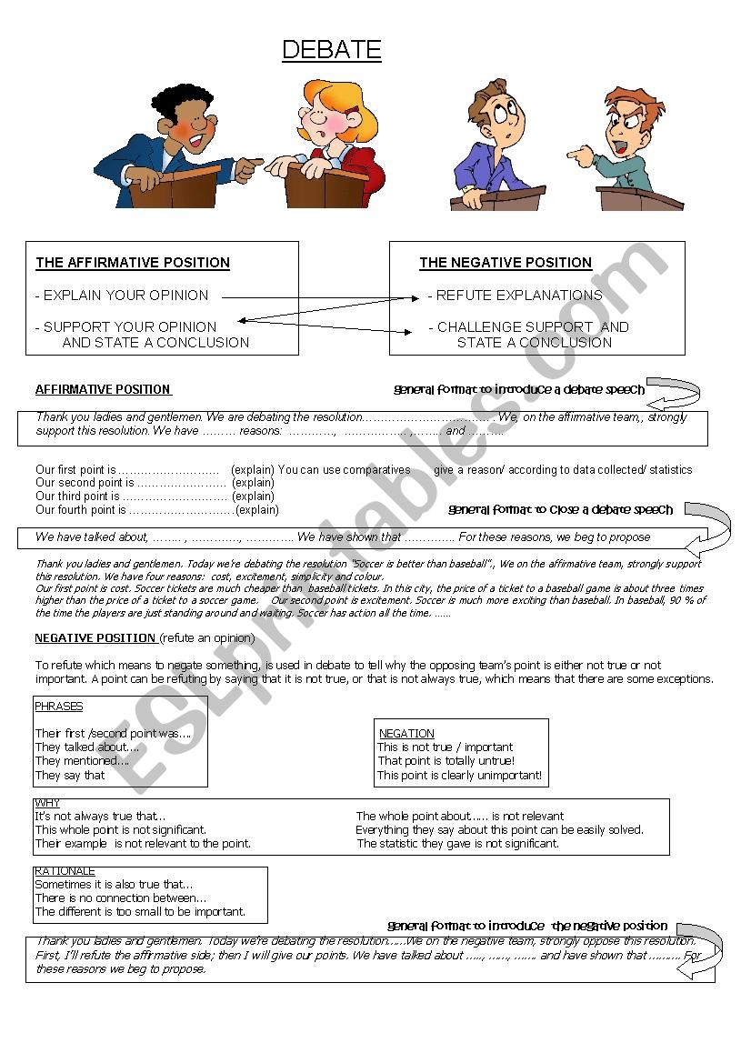 How to do a debate. worksheet