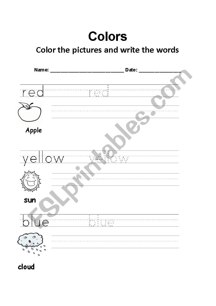 colors worksheet