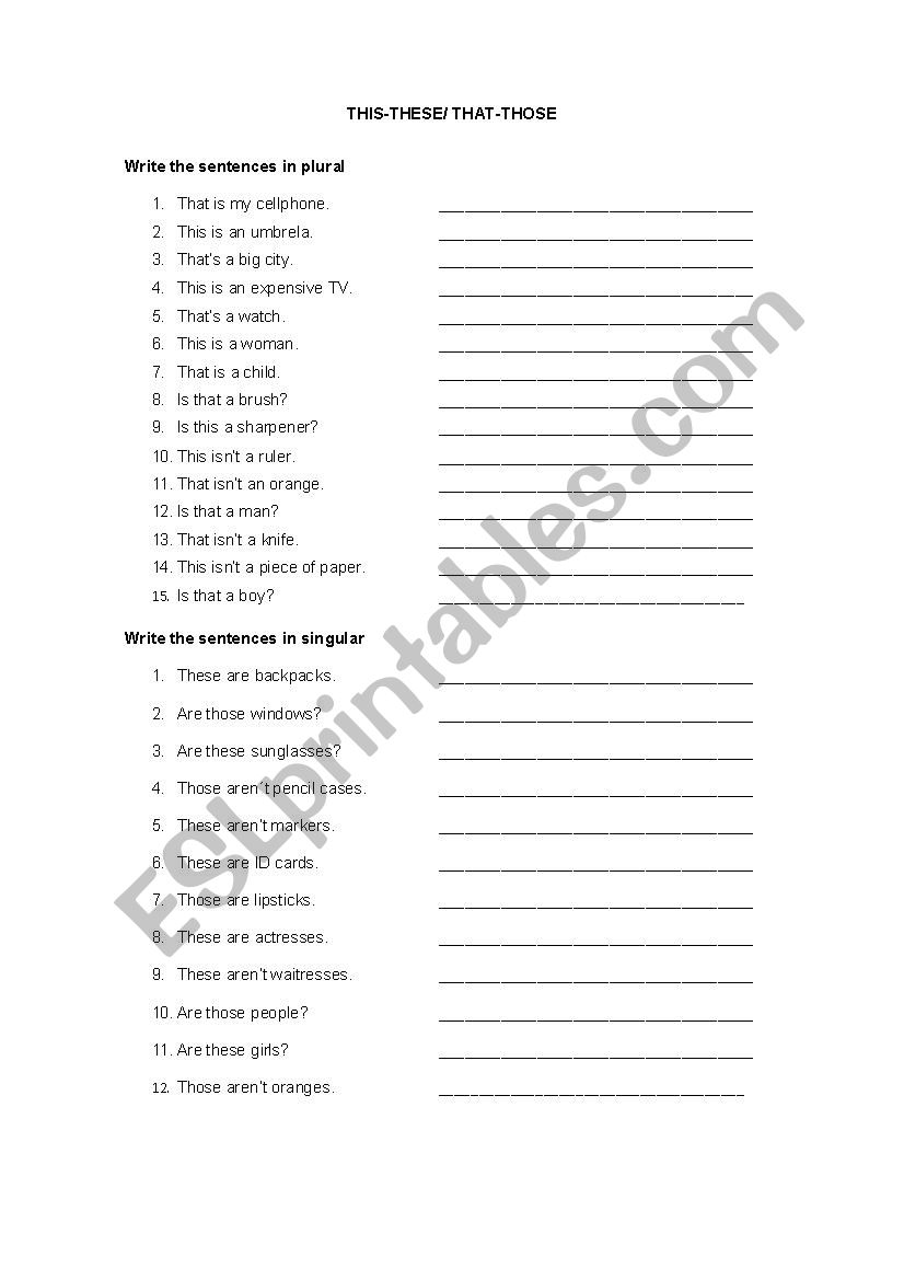 Demostrative pronouns worksheet Demostrative pronouns worksheet