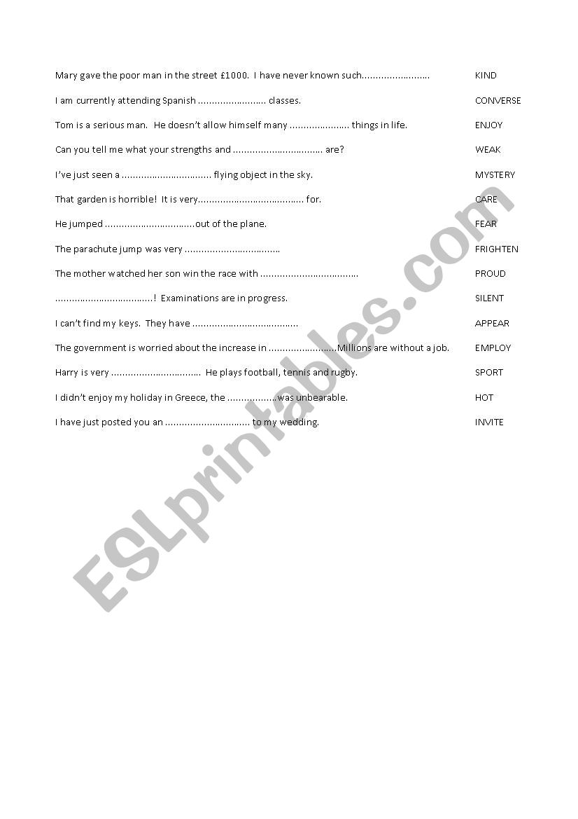 Word Formation Practice worksheet