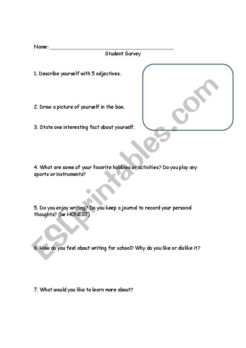 Grammar Survey worksheet