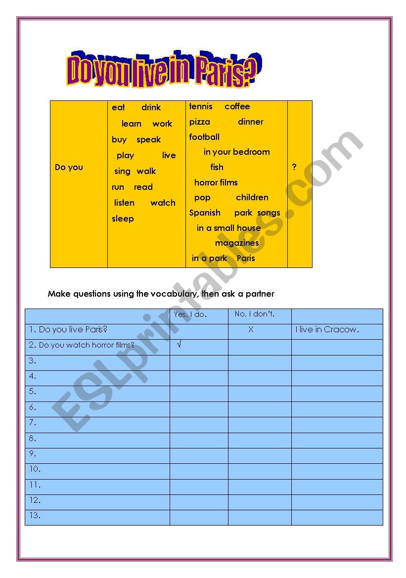 questions in present simple with DO