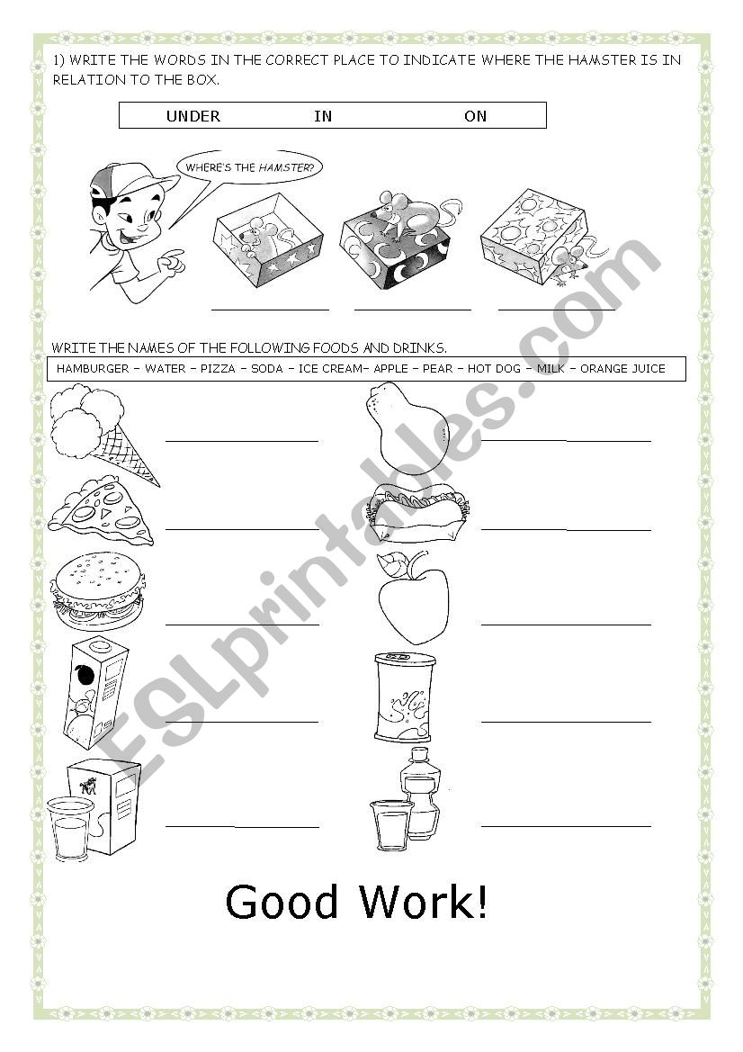 food review worksheet