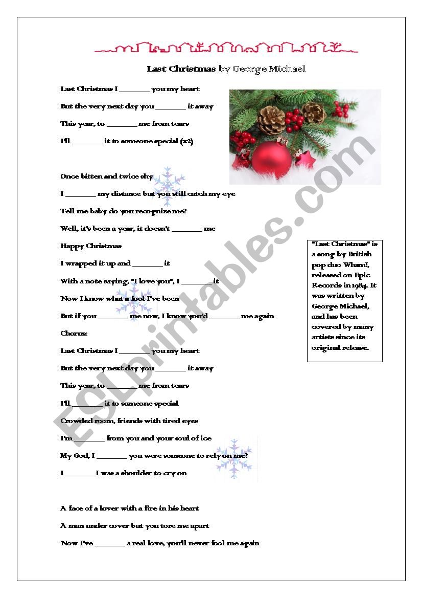 Last Christmas Song Gap Filling