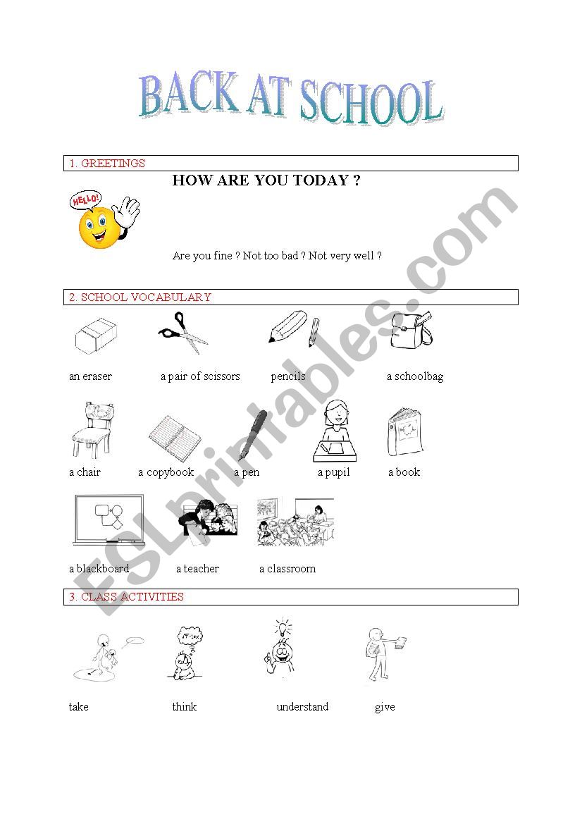 BACK AT SCHOOL worksheet