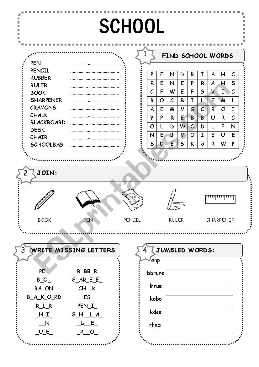 SCHOOL THINGS worksheet