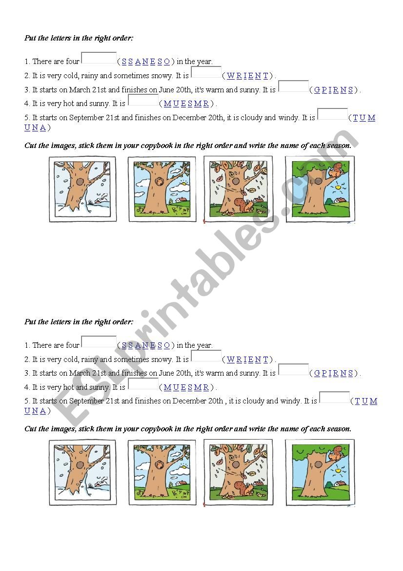 Seasons worksheet