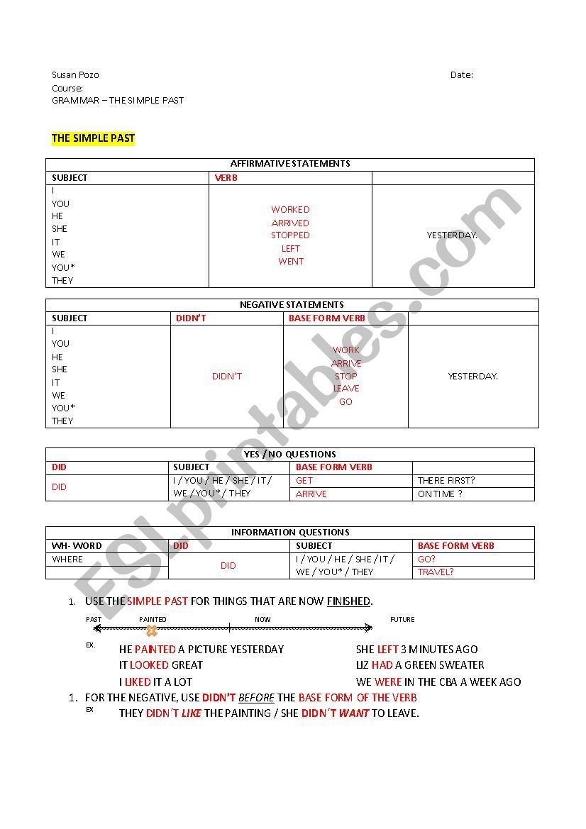 Simple past worksheet