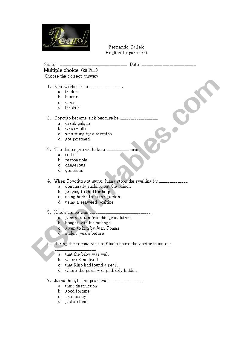 test worksheet