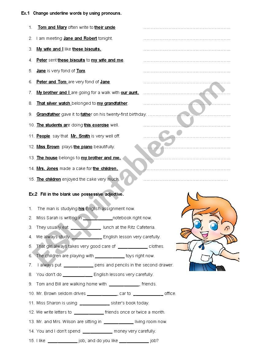 Pronoun worksheet