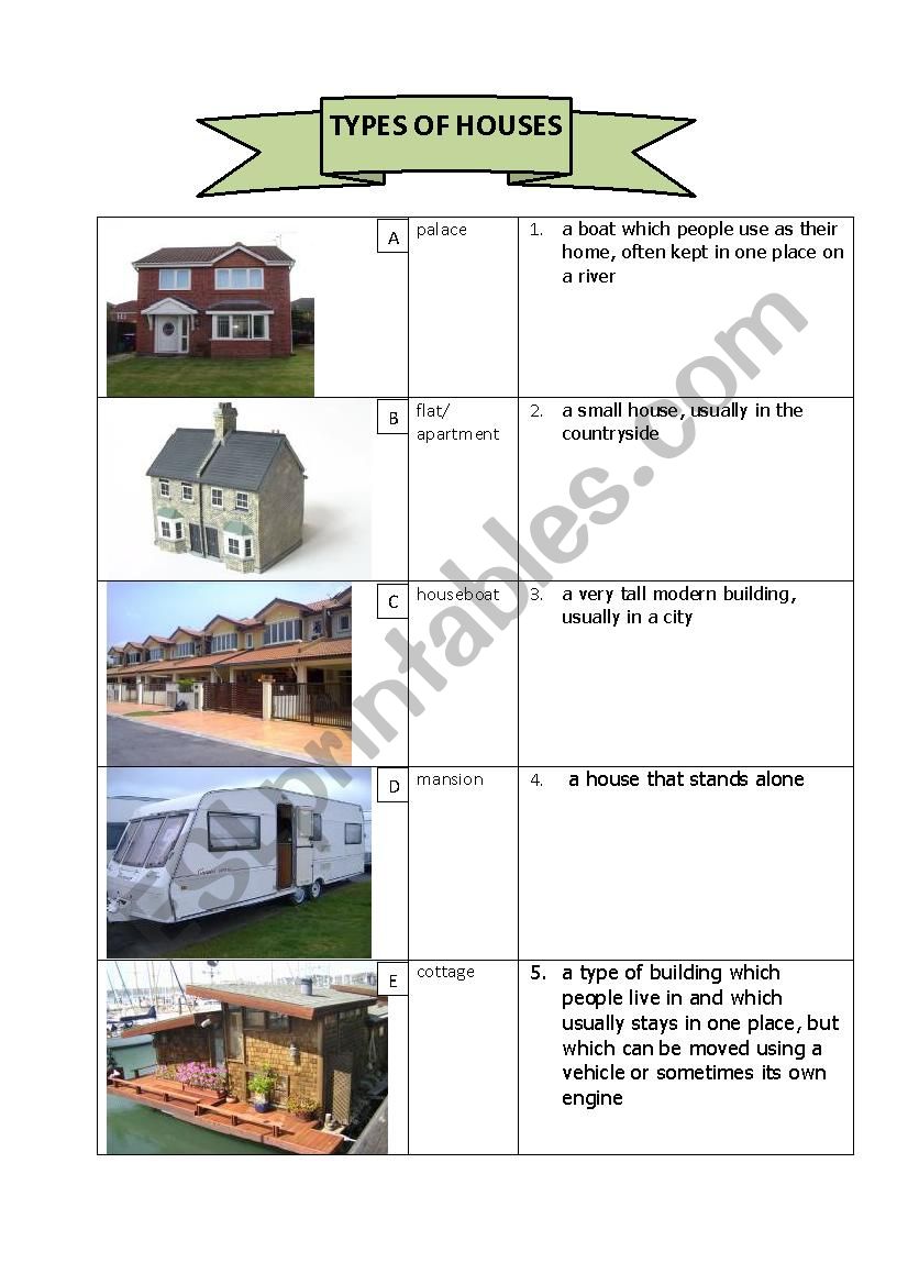Types of houses worksheet