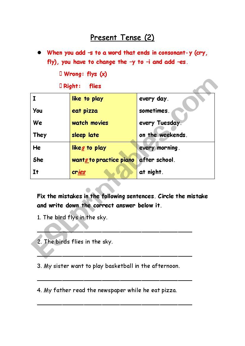 Present Simple Practice 2 worksheet