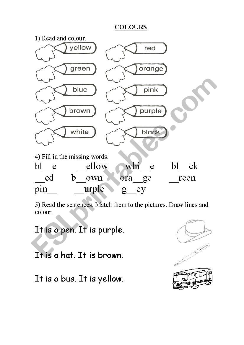 COLOURS worksheet