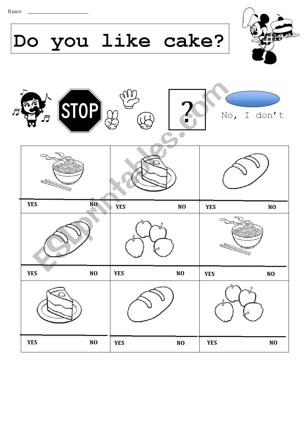 Do you Like Cake? worksheet