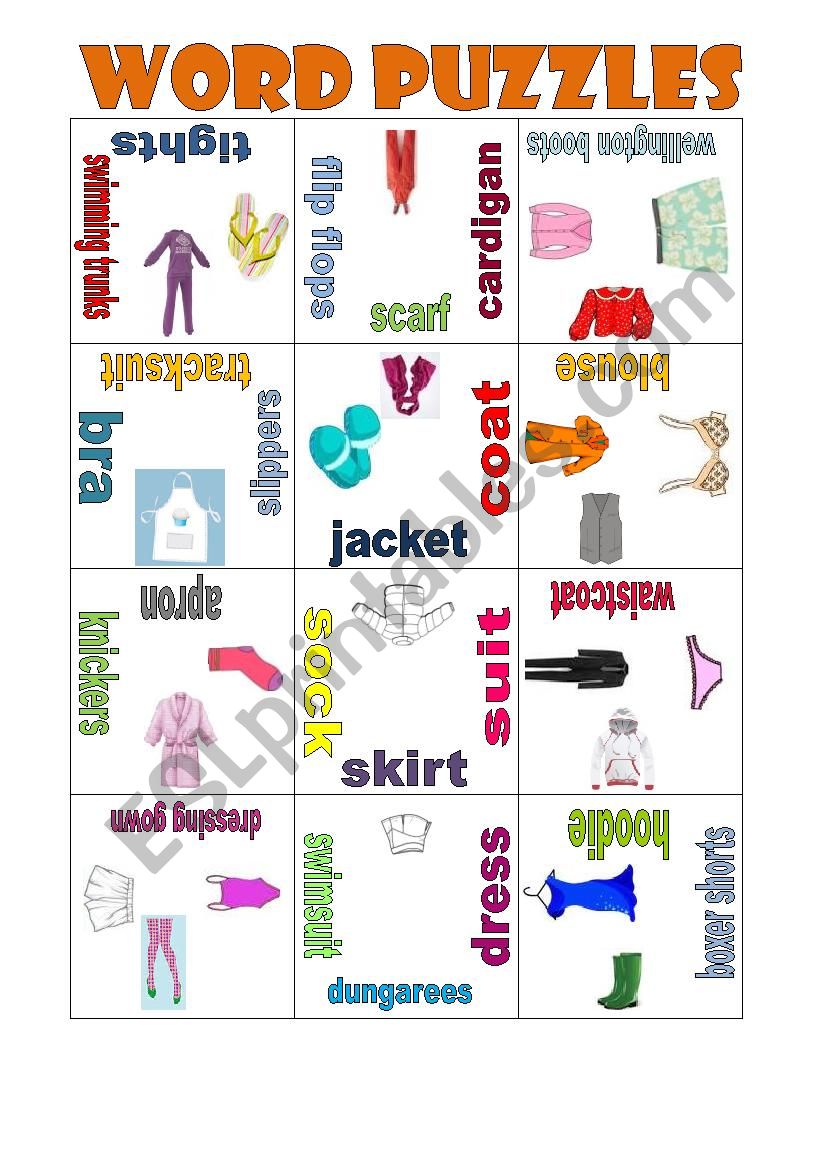 Clothes Puzzle Game worksheet