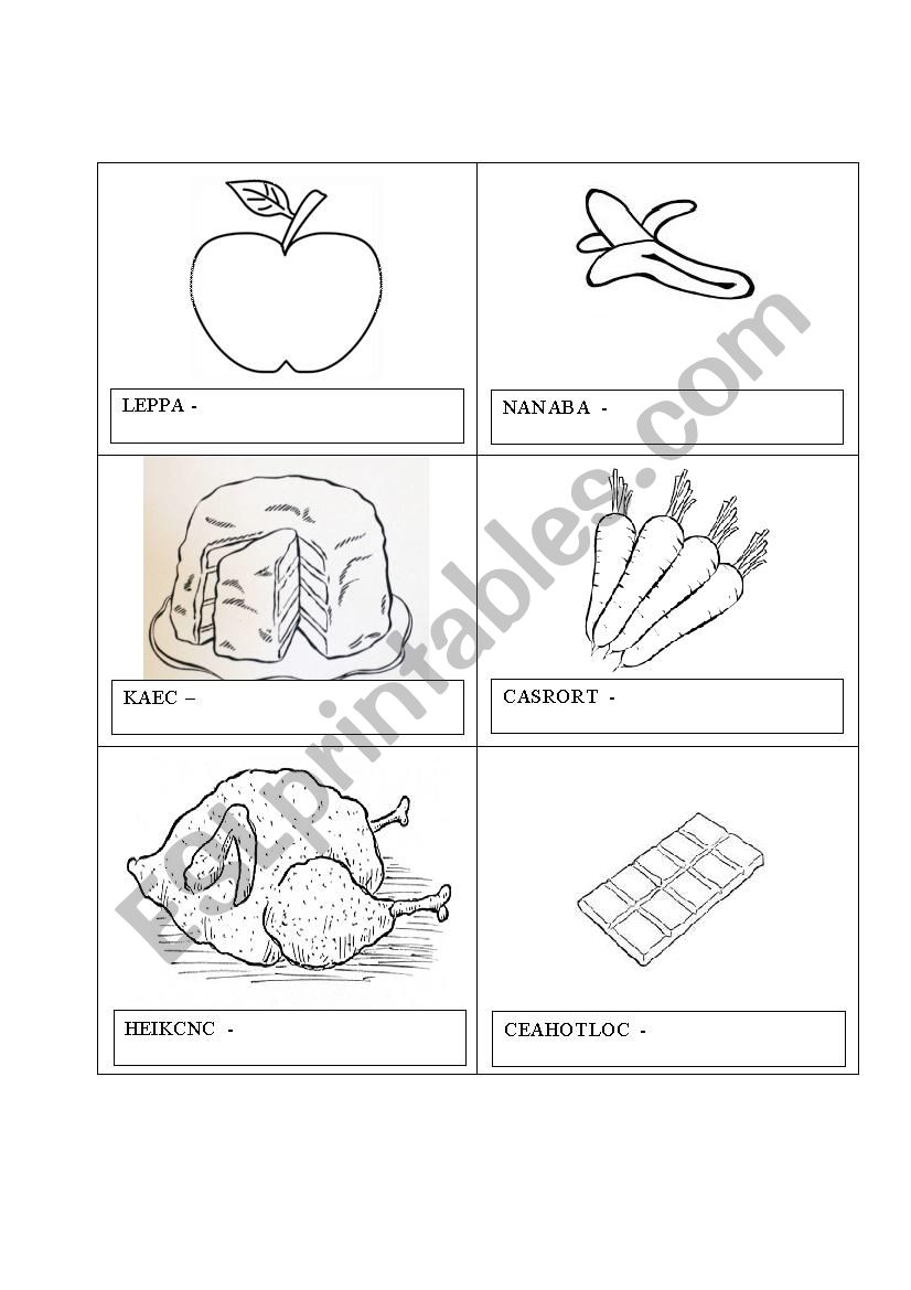 Foods worksheet