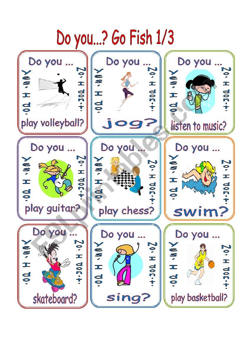 Free Time Activities/Do You...?/ Go Fish 1/3