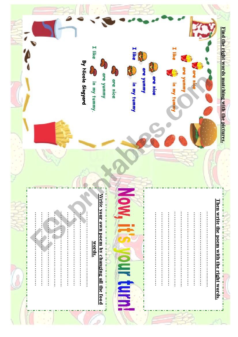 food poem worksheet