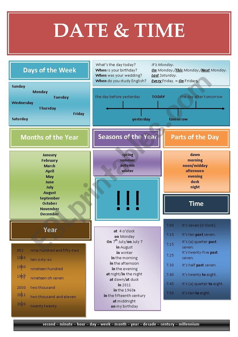 Date & Time worksheet