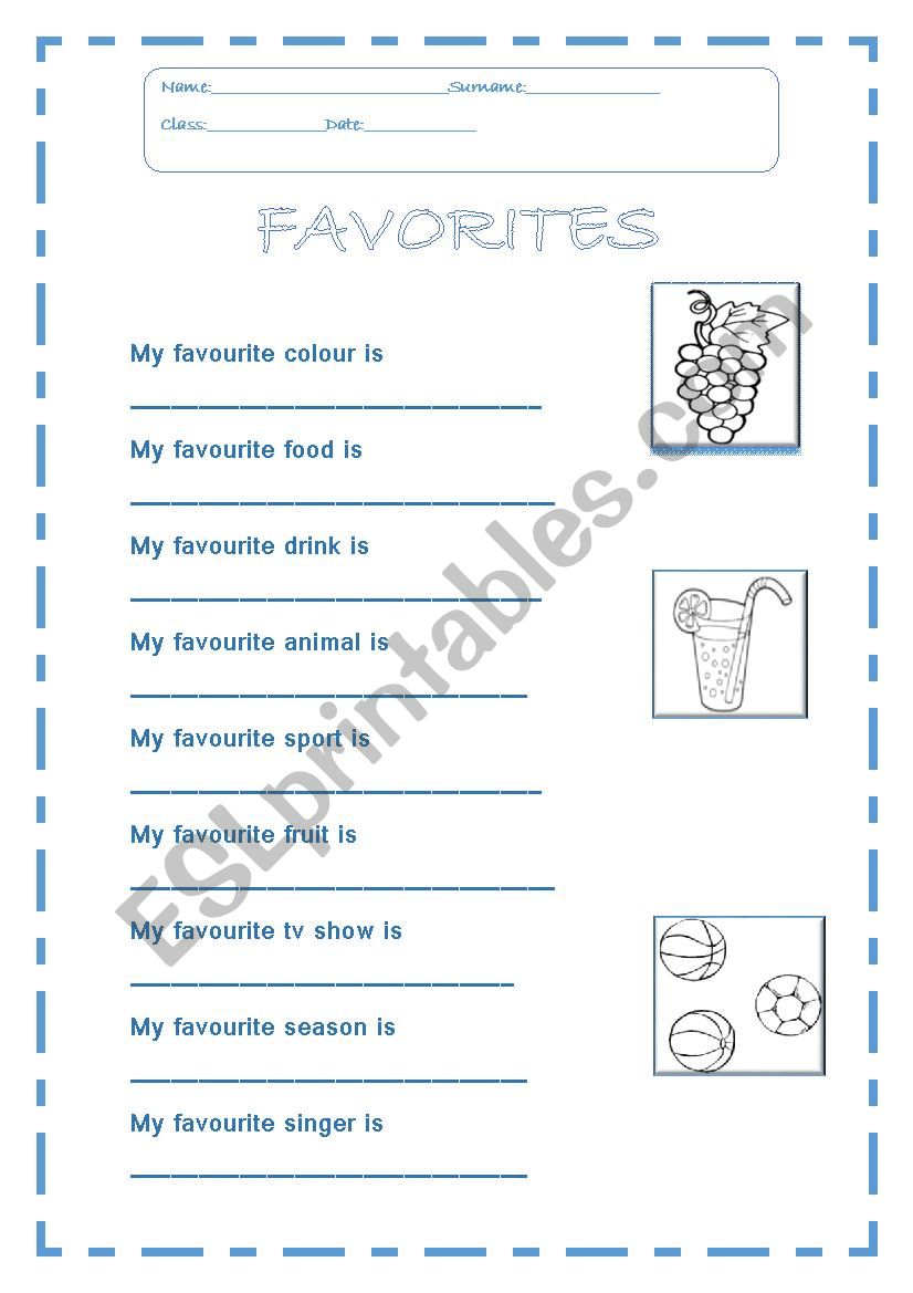 Favorites - ESL worksheet by NEUZITA