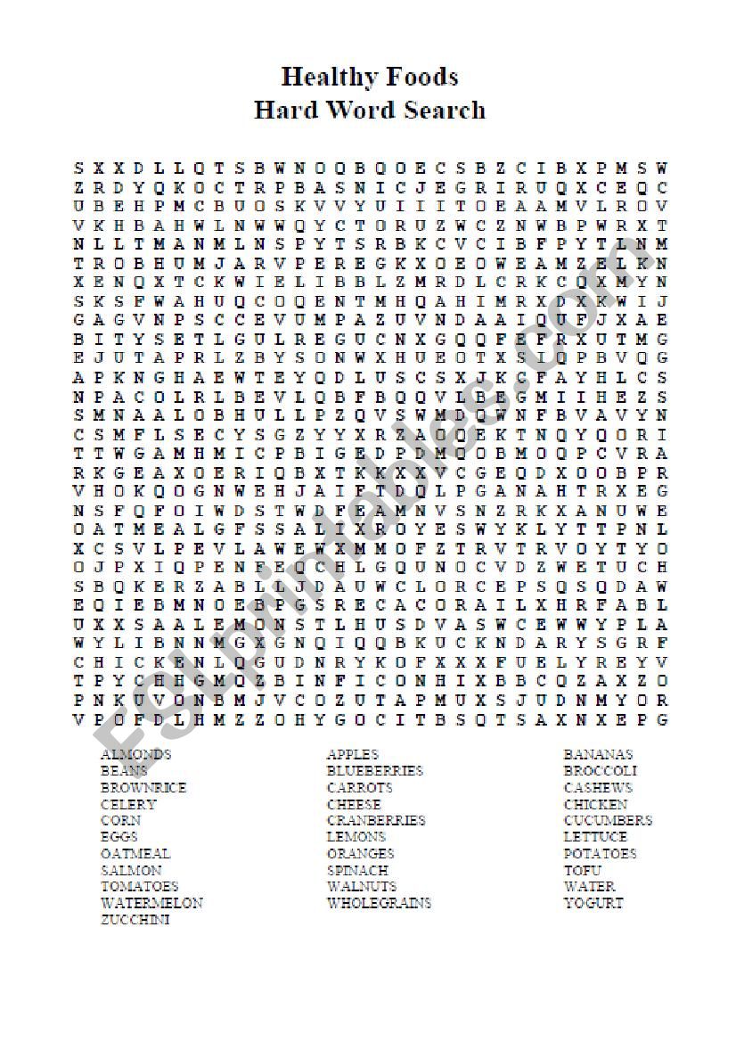 Healthy Food Wordsearch worksheet