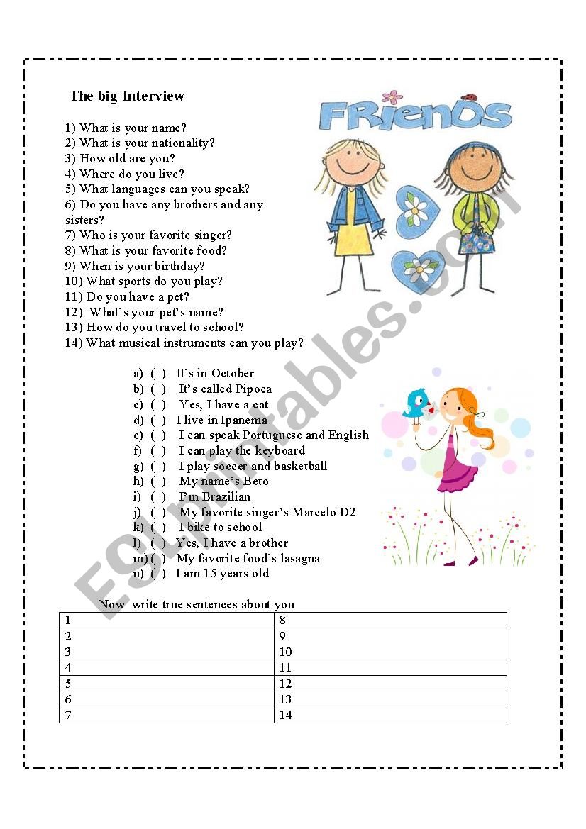 The Big Interview worksheet